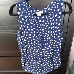Liz Claiborne Blue and White Polka Dot Blouse